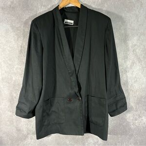 Vintage Contempo Casuals Jacket Women Small Black Blazer 90s Two Button Preppy